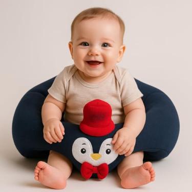 Imagem de Cadeira de sofá de Apoio para Assento Em Formato de Animal de Pelúcia para Hábitos de Sentar Corretos, Assento de Apoio Infantil Leve e Portátil, Pelúcia Macia para Manter(Pinguim)