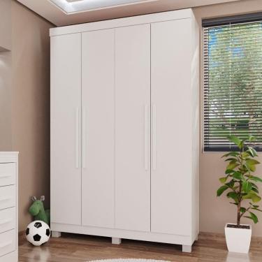 Imagem de Guarda-Roupa Infantil 4 Portas 3 Gavetas Alice Espresso Móveis Branco