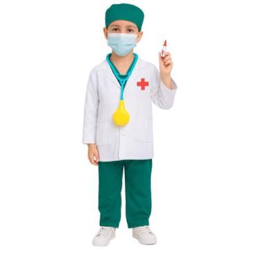 Imagem de Fantasia Infantil Médico Jaleco Branco com Acessórios Menino - anjo da