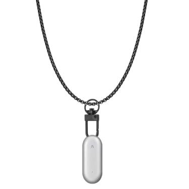 Imagem de yothchose Cordão compatível com tira de pescoço PLAUD, colar de aço inoxidável para gravador de voz PLAUD NotePin AI (preto)