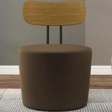 Imagem de Poltrona Redonda Moncler Com Encosto De Madeira - Élpis Móveis Marrom