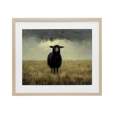 Imagem de Stupell Industries Impressão emoldurada Black Sheep in Field Birch Under Glass, design by Arlington Prints, 17 x 21