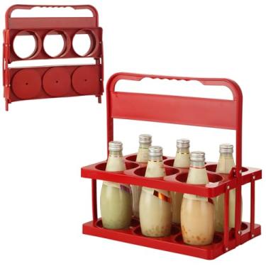 Imagem de CYEAH Pacote com 2 transportadores de bebidas reutilizáveis com alça para Doordash, Eats, Grubhub, acessórios portáteis para suporte de xícara/café para entrega, organizador de bebidas dobrável com