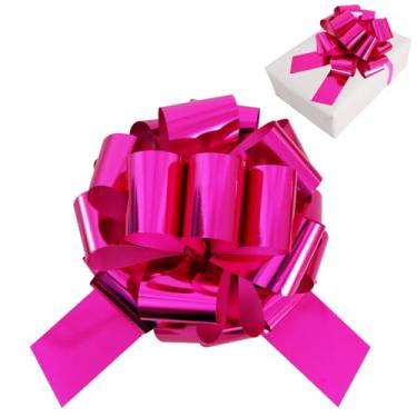 Imagem de TONIFUL Arco grande rosa choque de 30,5 cm - folha de alumínio grande rosa choque laço para mesa, carro, bicicletas, brinquedos grandes, candidatos, decoração de porta da frente, embrulho de presente