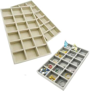 Imagem de Kit com 4 Estojo Bandeja Organizador de Joias e Bijuterias em Veludo c