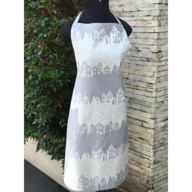 Imagem de Avental De Cozinha Village 100% Algodão Jaquarde Cinza Claro