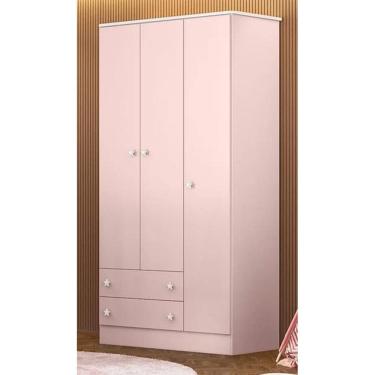 Imagem de Guarda Roupa Infantil 3 portas e 2 gavetas DOCE SONHO ROSA ACETINADO