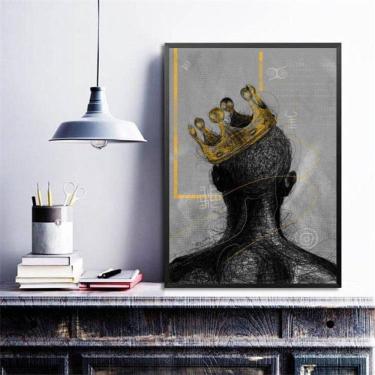 Imagem de Quadro Decorativo Abstrato Negro Com Coroa 24X18Cm