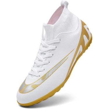 Imagem de Tênis de futebol masculinos de futebol com pontas longas, couro e borr