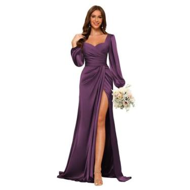 Imagem de Vestido de dama de honra Dessiny Plum Satin Sweetheart Mermaid