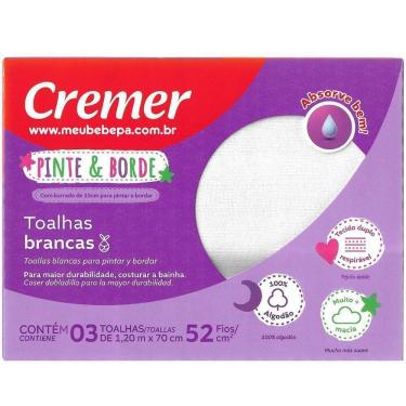 Imagem de Caixa Toalha Fralda Com 3Un Pinte E Borde Cremer Luxo Branca