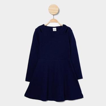 Imagem de Vestido Infantil Manga Longa Hering Casual Menina, Azul, 6A