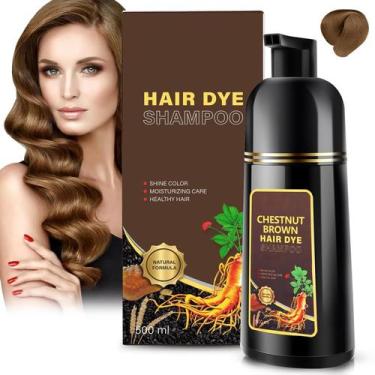 Imagem de Shampoo de tintura de cabelo 3 em 1 GDRFNP Herbal Chestnut Brown 500mL