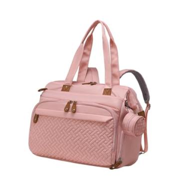 Imagem de Dynwave Mochila para fraldas com compartimento para sapatos, tecido Oxford, mochila de amamentação, bolsa de viagem, estojo para chupeta, lenços umedecidos, Rosa