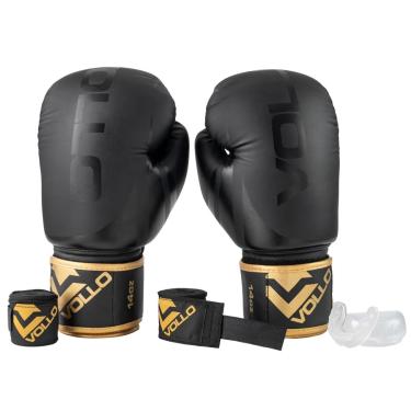 Imagem de Kit de Boxe e Muay Thai Training Luva 14Oz Protetor Bucal e Bandagem 3M Vollo-Unissex
