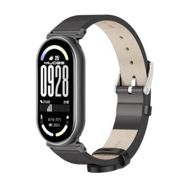 Imagem de MIJOBS Pulseira de couro genuíno respirável para Xiaomi Mi Band 10/9/8, pulseira de substituição para Mi Fit Band 10 SmartWatch para mulheres e homens