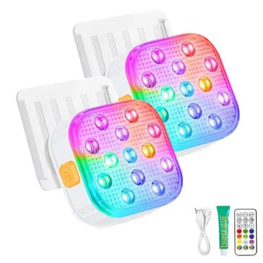 Imagem de Pilipane Luz LED para piscina com mudança de cor IP68, luz de fonte de banheira RGB regulável com controle remoto, 16 cores, 6 modos dinâmicos, temporizador de carregamento magnético para piscinas