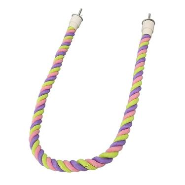 Imagem de Yctze Poleiro de Corda de Pássaro - Balanço de Escalada Colorido para Periquitos, Calopsitas, Pombinhos e Periquitos - Brinquedo de Corda de Algodão Ajustável Com Suporte de Metal para Exercícios e