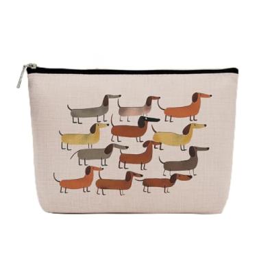 Imagem de Presentes de dachshund, presentes para amantes de cães para mulheres, bolsa de maquiagem, presentes temáticos para cães, bolsa de cosméticos, bolsa de viagem, presentes de cães Weiner para mulheres