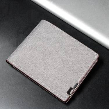 Imagem de Carteira masculina fina, carteira masculina minimalista, carteira masculina dobrável pequena, Cinza, Tendência