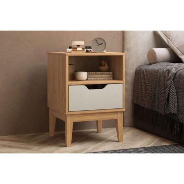 Imagem de Mesa De Cabeceira Solteiro Mb 1095 C- 1 Gaveta Mel-off White - Movelbento
