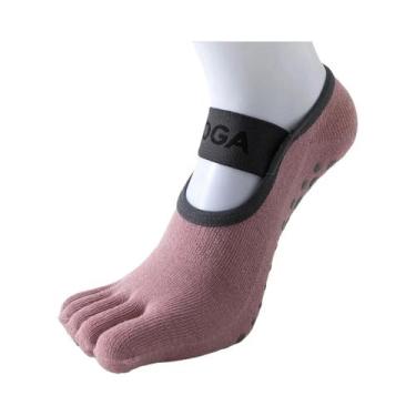 Imagem de Meias De Algodão Antiderrapantes Para Yoga E Pilates Femininas Com Cin