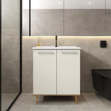 Imagem de Balcão para Banheiro com Pia e 2 Portas Bertolini, Areia/Carvalho