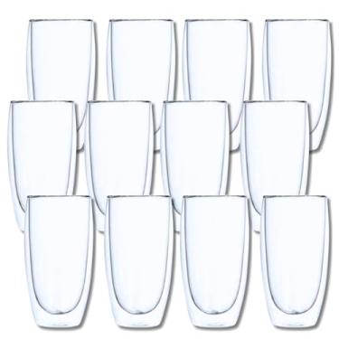 Imagem de Kit com 6 Copos de Vidro Térmico Parede Dupla 470ml Design Moderno Elegante para Café e Bebidas Quentes Chá Suco Cozinha Restaurante Bar Buffet (12)
