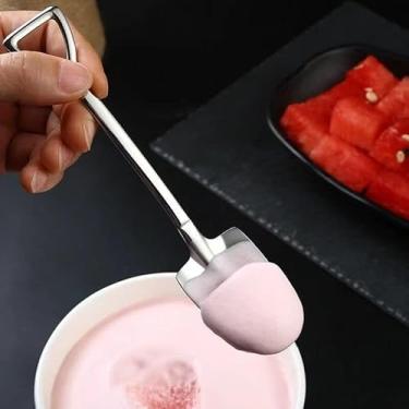 Imagem de 8 peças, aço inoxidável 304, pá, colher, sorvete, café, melancia, colher de jantar, ponta pontiaguda