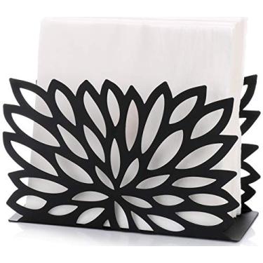 Imagem de Suporte de guardanapo de papel para mesas de cozinha e bancadas | Organizador de guardanapos galvanizado preto | Decorações vintage de fazenda (arbusto de cerca viva de jardim)