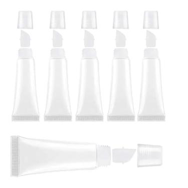 Imagem de Pacote com 6 tubos de protetor labial macios e vazios de 8 ml, recipientes recarregáveis para maquiagem e viagens