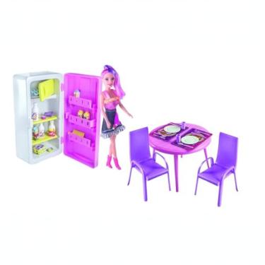 Imagem de Brinquedo Copa e Cozinha com Boneca para Crianças,Conjuntos de Cozinha de Brinquedo Rosa,Faz de Conta e Casinha, Acessórios para Geladeira