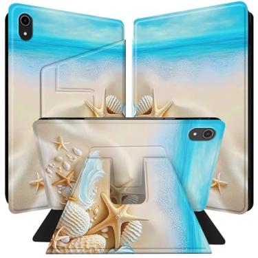 Imagem de BPQOJB Capa inteligente para iPad Air de 13 polegadas 2024 M2 com rotação de 360 graus de couro PU capa inteligente com hibernar/despertar automático para iPad Air 13 polegadas 2024 - Concha na praia