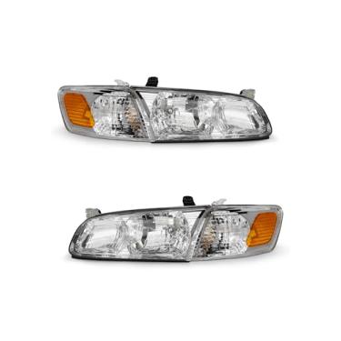 Imagem de Para montagem de faróis Toyota Camry 00-01 compatível com farol Camry 2000 2001 (não serve para modelos Solara) Âmbar com refletor cromado pares esquerdo e direito (lâmpada não incluída)