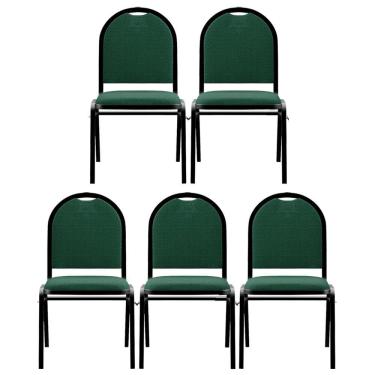 Imagem de Kit 5 Cadeiras Hoteleiras Auditório Empilhável Linho M23 Verde - Mpozenato