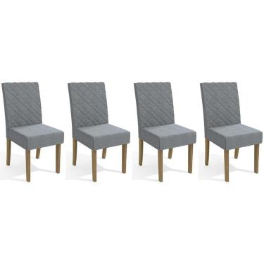 Imagem de Cadeira Sala De Jantar 2cad133fr Kit 4 Un Freijo Linho Cinza A056
