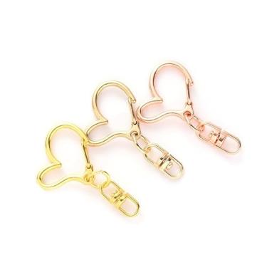 Imagem de Clipes de chaveiro em forma de coração de metal, 10 peças de clipes de mosquetão de coração para chaveiros, porta-cartões e chaveiros de imagem - KC dourado