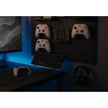 Imagem de Pegboard MDF Premium Laminado 80x55 Preto – Organizador Grande para Setup Gamer e Home Office