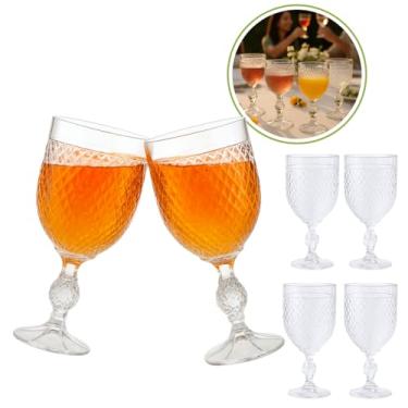 Imagem de Jogo de 6 Taças Luxo Acrílico Resistente Decorada para Água Suco Vinho Refrigerante 400ml Diamond Moderna