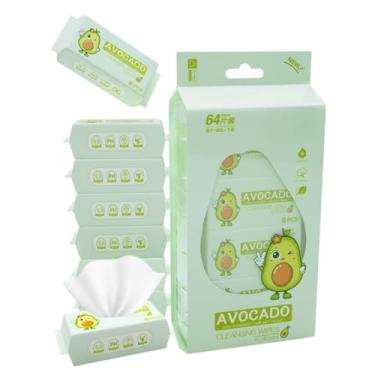 Imagem de Lenços umedecidos de abacate para viagem (8 pacotes, 8 lenços cada, total de 64 quilates) - Lenços úmidos compactos para mãos e rosto, lenços em movimento para acampamento e viagens, amigos da pele