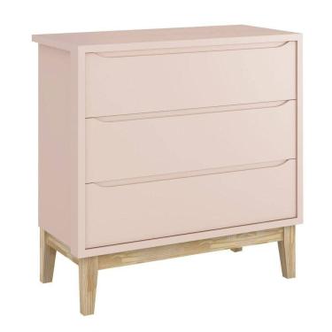 Imagem de Cômoda Gaveteiro Classic New Rosa Fosco Com Natural - Reller
