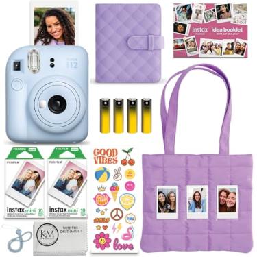 Imagem de FUJIFILM Pacote INSTAX Mini 12 Holiday 2025 | Azul pastel com mini filme Instax Extra + 4 pilhas AA e pano de limpeza (10 itens)