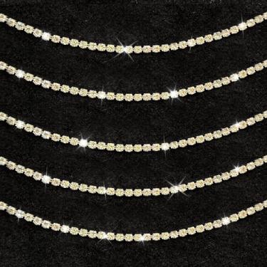 Imagem de Quorineo Acabamento de corrente de strass de cristal de 10 metros para costura e artesanato - aplique de strass brilhante, enfeite de joias DIY, decoração de vestido (2 mm de largura, prata)