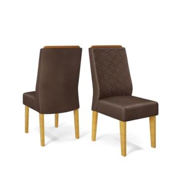Imagem de Kit 02 Cadeiras para Mesa de Jantar Estofada Florença Cedro - Veludo Moca - ÉdeCasaMóveis