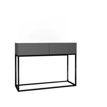 Imagem de Aparador Buffet Pequeno 90cm com 2 Gavetas para Cozinha Estilo Industrial com Pés de Ferro Preto(Cinza Fosco)