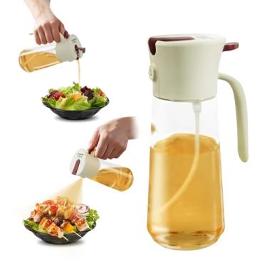 Imagem de Viogoesy Pulverizador de óleo de cozinha transparente, frasco dispensador de azeite 2 em 1, spray contínuo, controle de porção, garrafa de óleo de vidro premium, perfeito para fritadeira a ar, salada