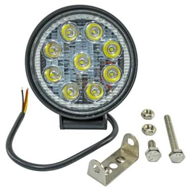 Imagem de Farol Auxiliar Led Redondo 9 Leds SMD Branco Anel Luminoso Laranja 27W