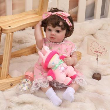 Imagem de Brastoy Bebê Reborn Boneca Silicone Menina Realista 48cm Olhos Castanhos Original