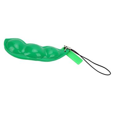 Imagem de ZJchao Chaveiro de Ervilha Brinquedo de Apertar Alívio do Estresse Brinquedo Bonito de Apertar Feijão de Ansiedade para Crianças Adultos Plástico 6,5 X 1 Cm (Folhado de ervilha em cadeia)