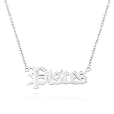 Imagem de Colar feminino com 12 constelações, banhado a prata, pingente de nome de constelação, de aço inoxidável, One size, Metal, Sem Pedra Preciosa